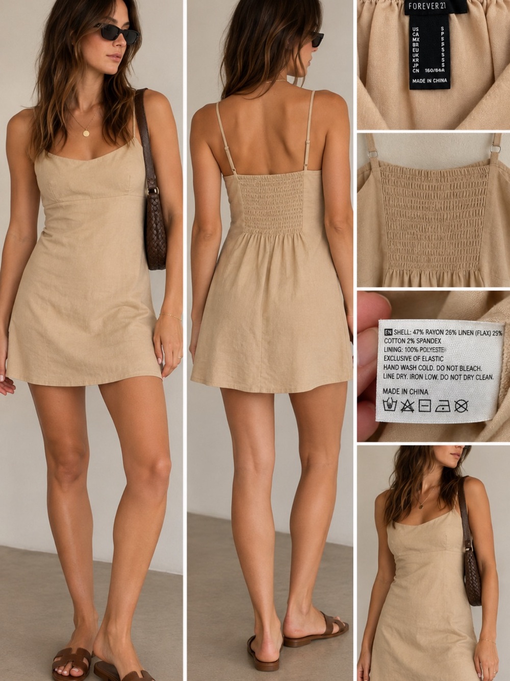 Flax and cotton Beige Slip Mini Dress size small